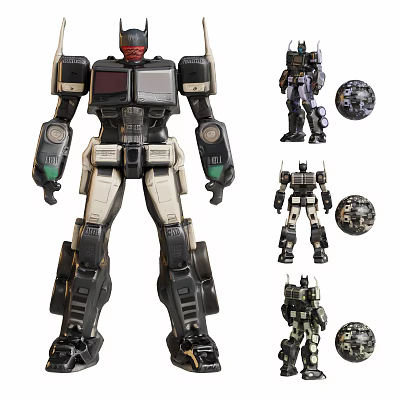 Detailed Robot Sculpture With Action Figure Designs Multiple Colors And Mechanical Details 3d model