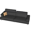 Modern Black Leather Sectional Sofa With Yellow Patterned Cushions By Poliform 3d model