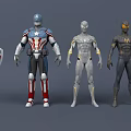 Game and Movie Superhero Characters With Shield Silver Suit and Black Armor Designs