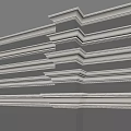 Modern Interior Wall Design With White Decorative Moldings And Gray Surfaces 3d model