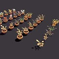 Diverse Collection of Potted Plants with Colorful Flowers and Green Leaves