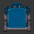 Blue Mechanical Device With Digital Tech Display And Industrial Structural Frame