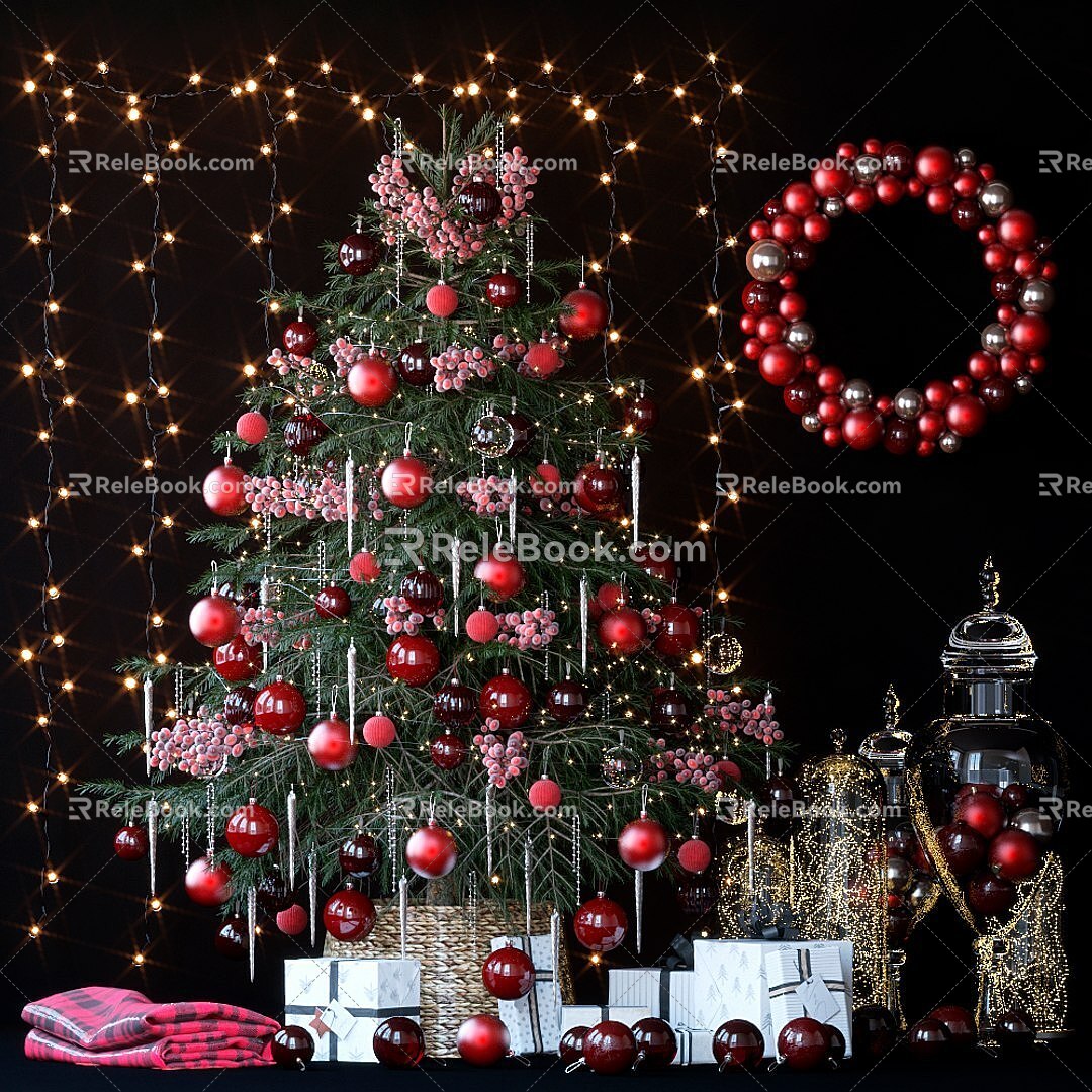 Christmas tree Christmas decoration combination 3d model