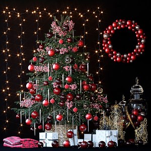 Christmas tree Christmas decoration combination 3d model