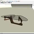 Modern Coffee Table with Glass Top and Unique Wooden Legs Design