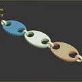 Fashionable Metallic Necklace With Blue Silver Gold Oval Pendants And Chain