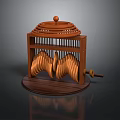 Wooden Mechanical Equipment with Circular Top Spiral Components and Handle