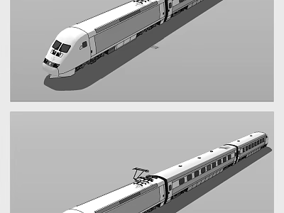 Modern High Speed Train Featuring Streamlined Front And Multiple Carriages Design 3d model