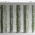Green Vines Covering Five White Vertical Pillars With Lush Foliage