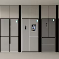Various Modern Sleek Gray Fridge Freezers With Different Doors And 3d model