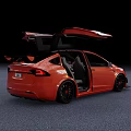 Red Sports Car With Open Scissor Doors And Black Alloy Wheels