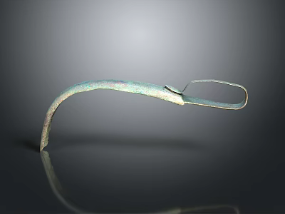 Ancient Bronze Clothing Accessory With Curved Design And Loop Handle 3d model