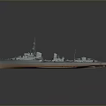 Detailed Warship Model With Gray Hull Brown Bottom And Naval Superstructure 3d model