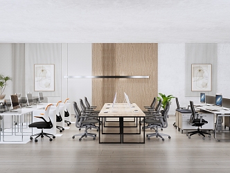 Modern public office area office desk and chair combination 3d model