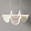 Modern White Curved Panel Chandelier With Sleek Metal Frame And Hanging Design