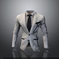 Elegant White Suit Outfit With Black Tie And Pocket Square Detail