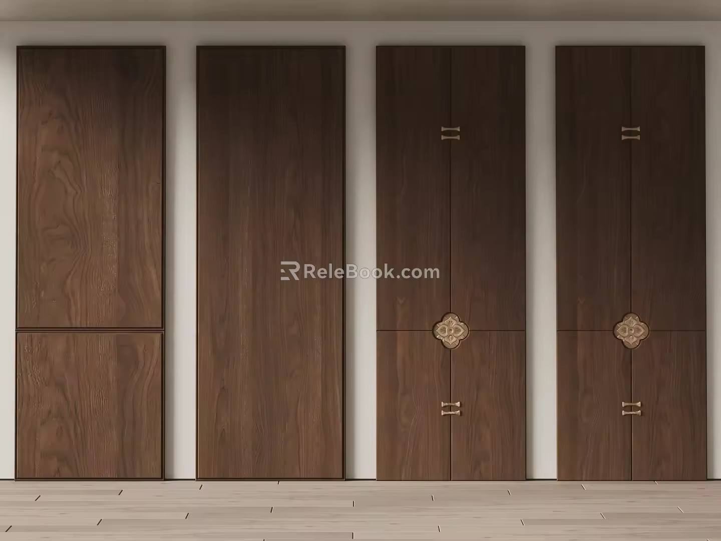 Wall shape of grille partition with wood veneer 3d model