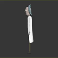 Animated Character Creature With Blue Hair White Lab Coat Green Shirt And Exaggerated Expression