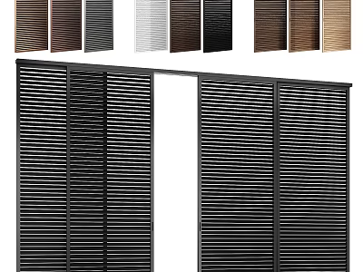 Stylish Louvered Casement Doors With Multiple Color Options And Modern Design 3d model