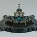Decorative Fountain Structure With Circular Base Steps Ornate Railings And Intricate Design