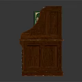 Classic Wooden Writing Desk With Green Panel Top Multiple Drawers And Storage Compartments