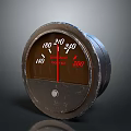 Vintage Analog Gauge With Round Dial Metal Frame And Red Pointer On Dark Background 3d model
