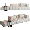 Modern Plush Sectional Sofa With Padded Cushions Rounded Design For Living Room 3d model