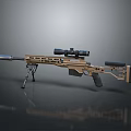 Modern Tactical Tan Sniper Rifle With Precision Scope And Bipod