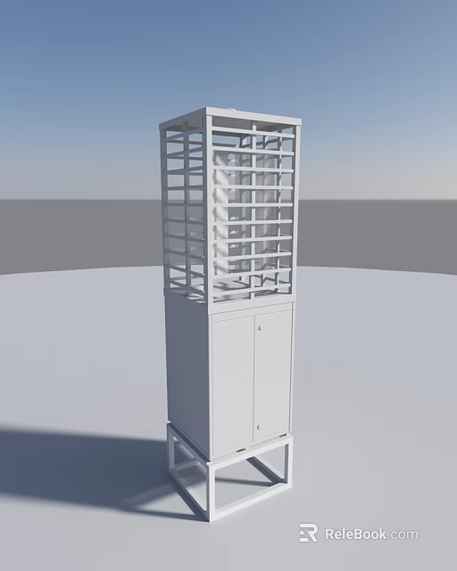 Industrial Equipment With Vertical Grid Structure Storage Cabinet And Stable Base 3d model 