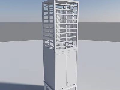 Industrial Equipment With Vertical Grid Structure Storage Cabinet And Stable Base 3d model