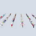 Group of Colorful Character Creatures in Various Poses on Light Background