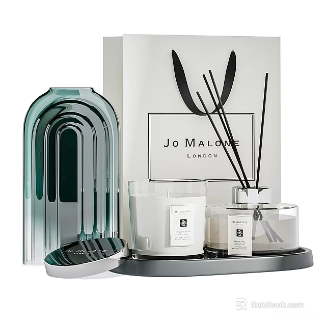 Jo Malone London Elegant Decorative Ornament Set With Glass Diffuser Candle Tray And Decorative Pieces 3d model 