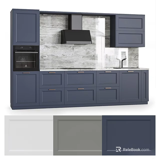 Navy Blue Kitchen Cabinets With Modern Design And Multiple Color Options 3d model