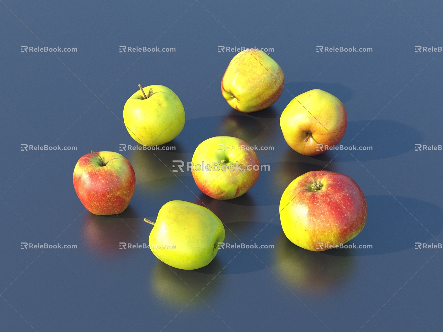 Apple Red Fuji Apple Green Apple Green Apple Fruit 3d model