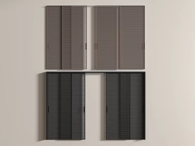 Modern Sliding Doors With Louvered Panels In Gray And Black Tones For Interior Spaces 3d model