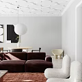 Bright Modern Living Dining Room Interior With Large Windows Sofa Dining Table And Chairs