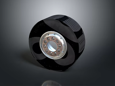 Black Car Tire With Silver Alloy Rim And Detailed Tread Pattern 3d model