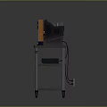 Old Style Computer Monitor On Wheeled Cart With Lower Shelf Equipment