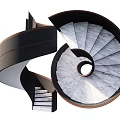 Stylish Modern Spiral Staircase With Marble Steps And Black Handrail Design