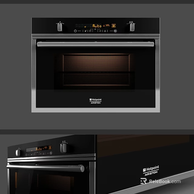 Modern Stainless Steel Kitchen Oven With Digital Control Panel And Interior Design 3d model 