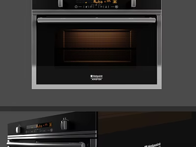 Modern Stainless Steel Kitchen Oven With Digital Control Panel And Interior Design 3d model