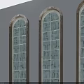 Arched Swing Doors With Wooden Frame And Grid Glass For Modern Interior