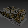 Armored Functional Vehicle With Military Camouflage Design And Roof Mounted Weapon System