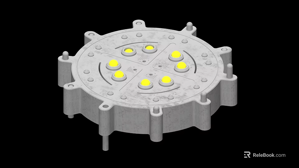 Industrial Equipment Circular Metal Structure With Multiple Yellow Components And Mounting Brackets 3d model 