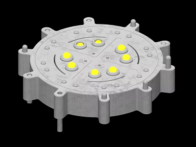 Industrial Equipment Circular Metal Structure With Multiple Yellow Components And Mounting Brackets 3d model
