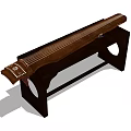 Traditional Chinese Guqin Musical Instrument with Intricate Carvings on Black Wooden Stand