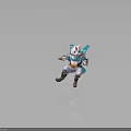 Futuristic Cat Like Creature In Armored Tech Suit With Blue White And Orange Accents