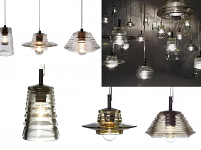Modern Pendant Lights With Various Glass Designs And Metal Accents For Home Decor 3d model