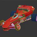 Red Futuristic Concept Racing Car With Large Wheels And Mechanical Details