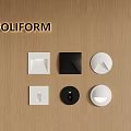 Poliform Wooden Panel Display Featuring White And Black Square Circular Accessories 3d model